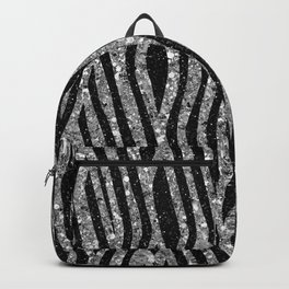 Glittery Zebra Faux Animal Fur Backpack