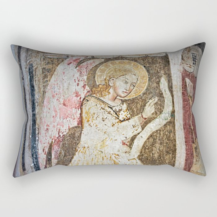 Angel Medieval Fresco Painting Rectangular Pillow