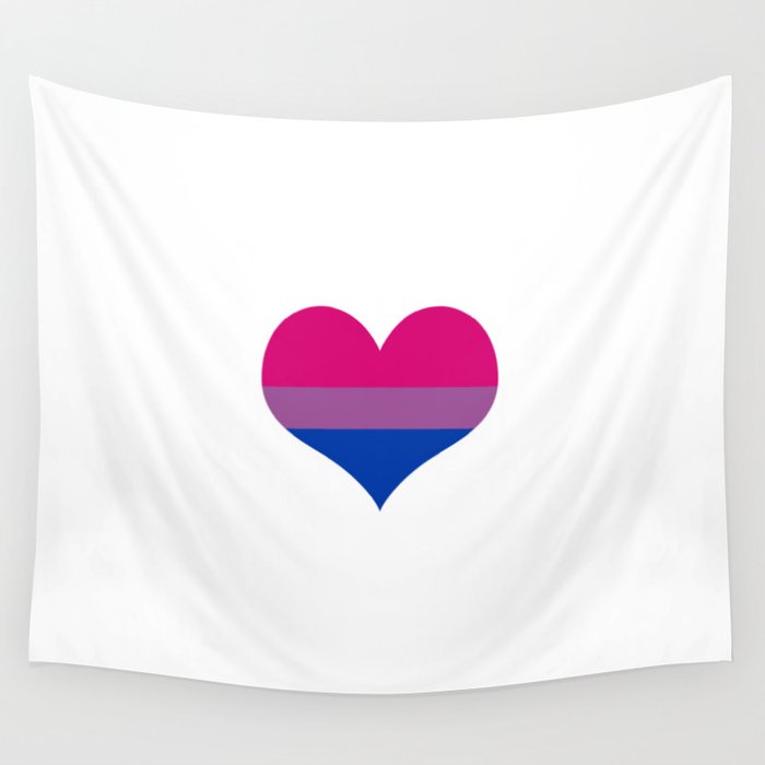 Bisexual pride flag colors in a heart shape Wall Tapestry