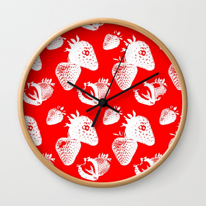 Strawberry Repeating Pattern Wall Clock
