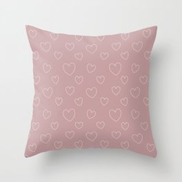 Minimal Hearts on Pink Throw Pillow