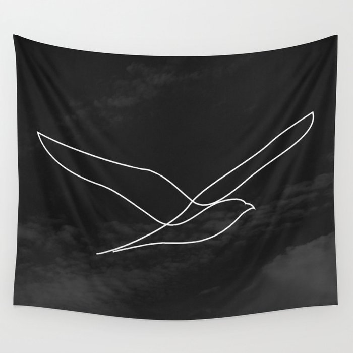 seagull - natural square Wall Tapestry