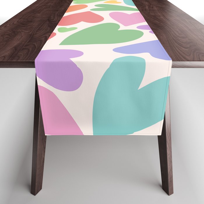 Retro Colorful Hearts Table Runner