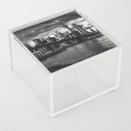 Brooklyn Bridge and Manhattan skyline in New York City black and white Acrylic Box