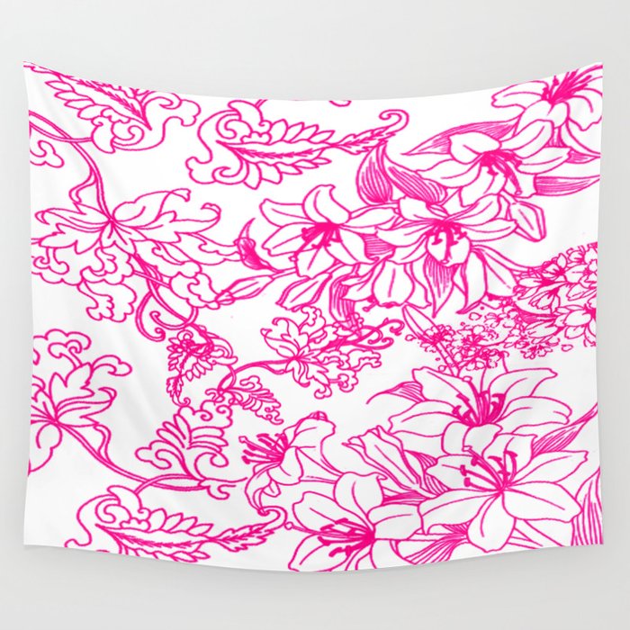 Pink Flowers Wall Tapestry
