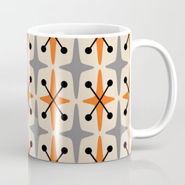 Colorful Mid Century Modern Abstract Star Pattern 226 Black Orange and Gray Coffee Mug