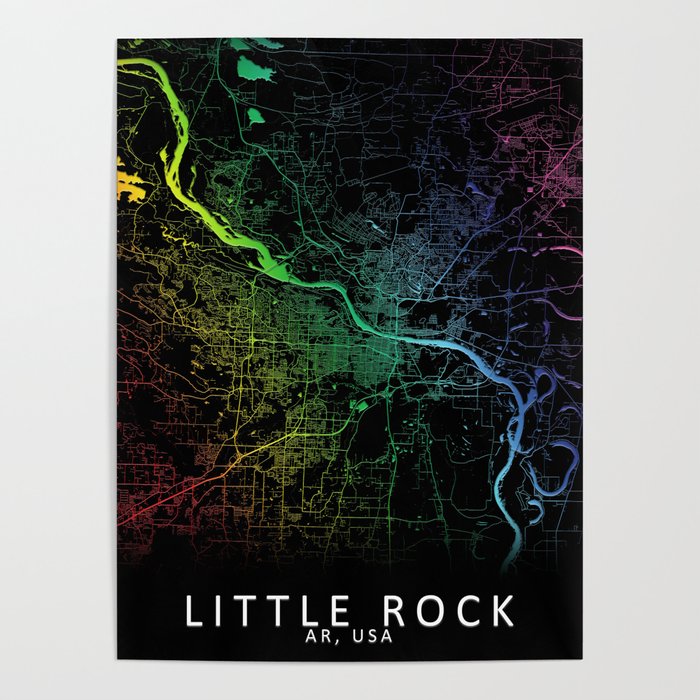 Little Rock AR USA City Map - Little Rock Ar Usa City Map Rainbow Map Art Print Posters