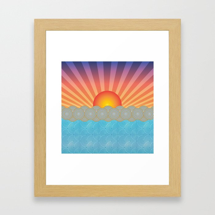 Oriental Seaview Sunset Framed Art Print