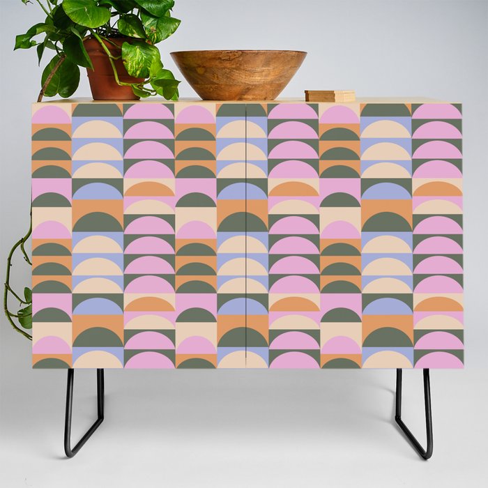 Earthy Pastel Geometric Shapes Pattern Credenza