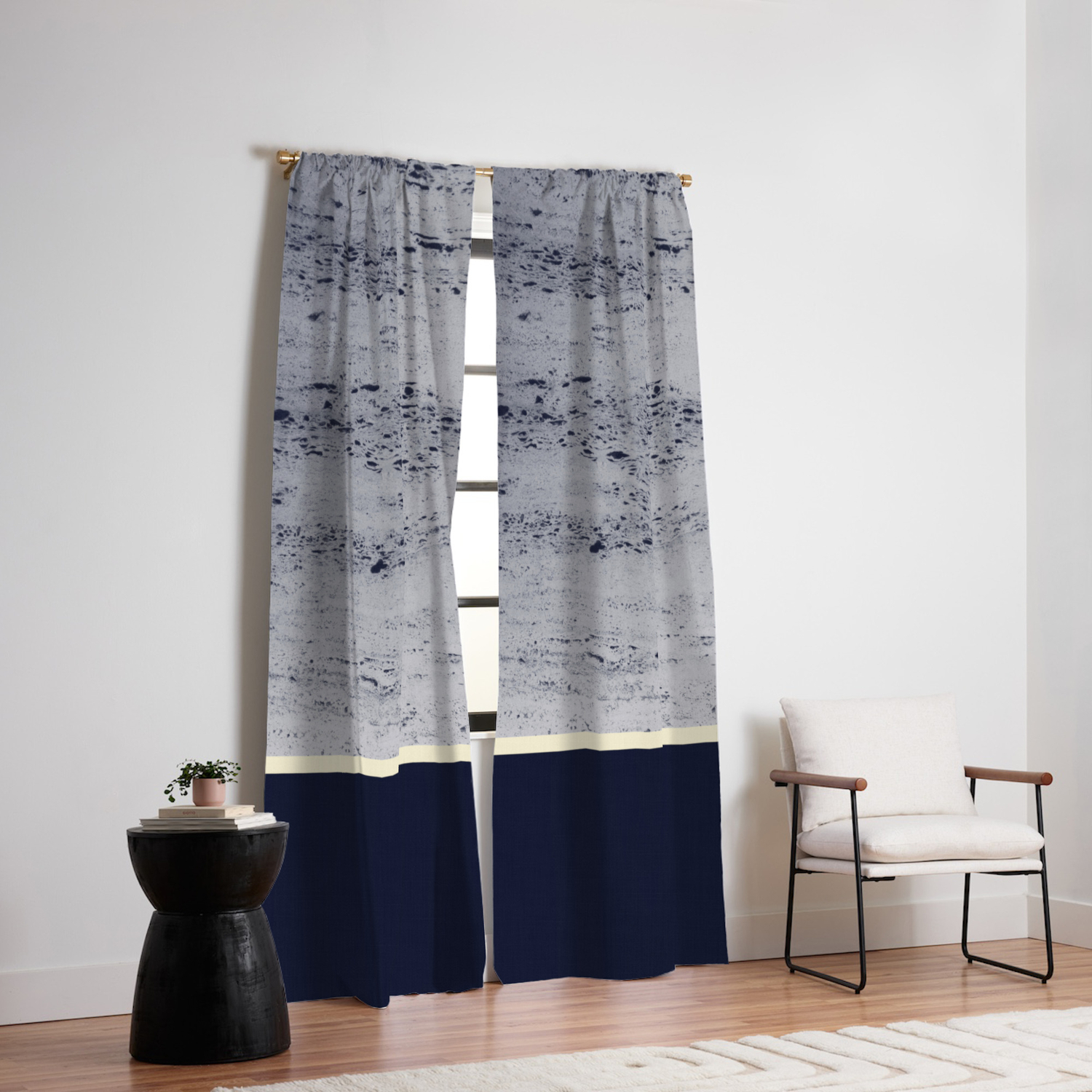 Navy Blue Pale Yellow On Navy Blue Concrete 1 Decor Art