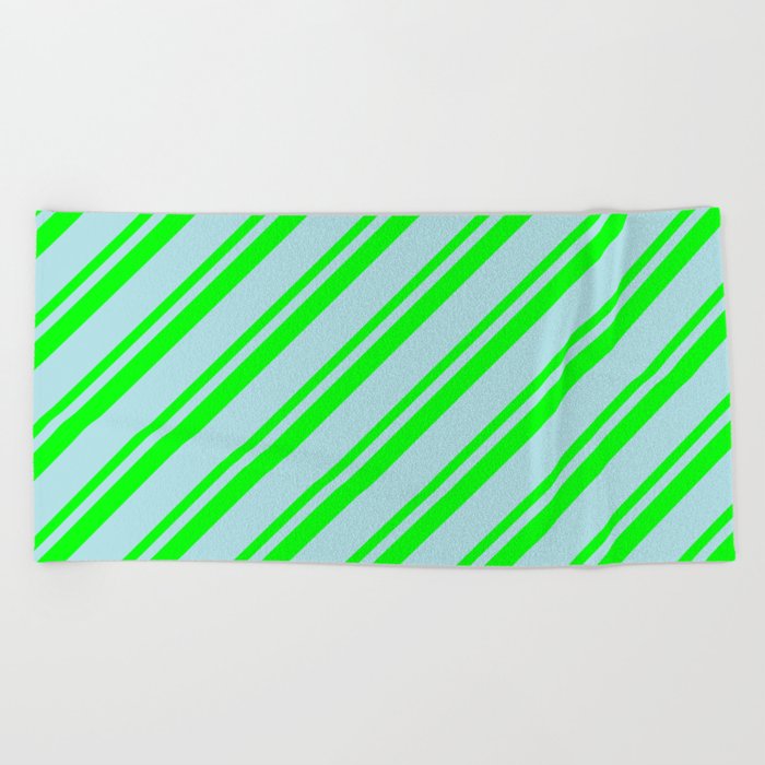 Powder Blue and Lime Colored Stripes/Lines Pattern Beach Towel