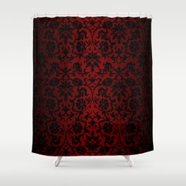 Dark Red and Black Damask Shower Curtain