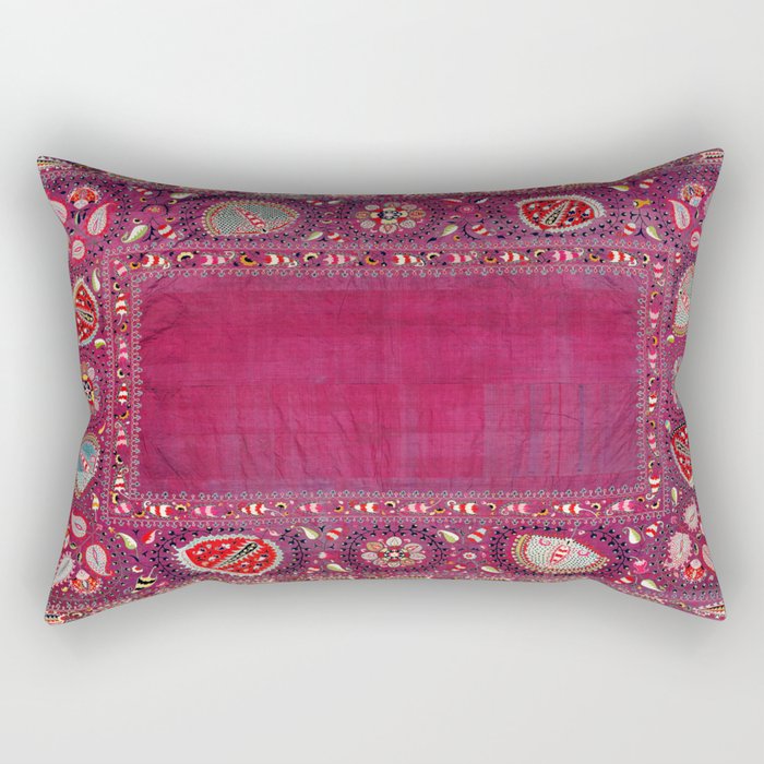 Shakhrisyabz  Southwest Uzbekistan Suzani Embroidery Print Rectangular Pillow