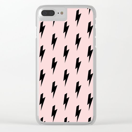 Lightning Bolts Blush Clear iPhone Case