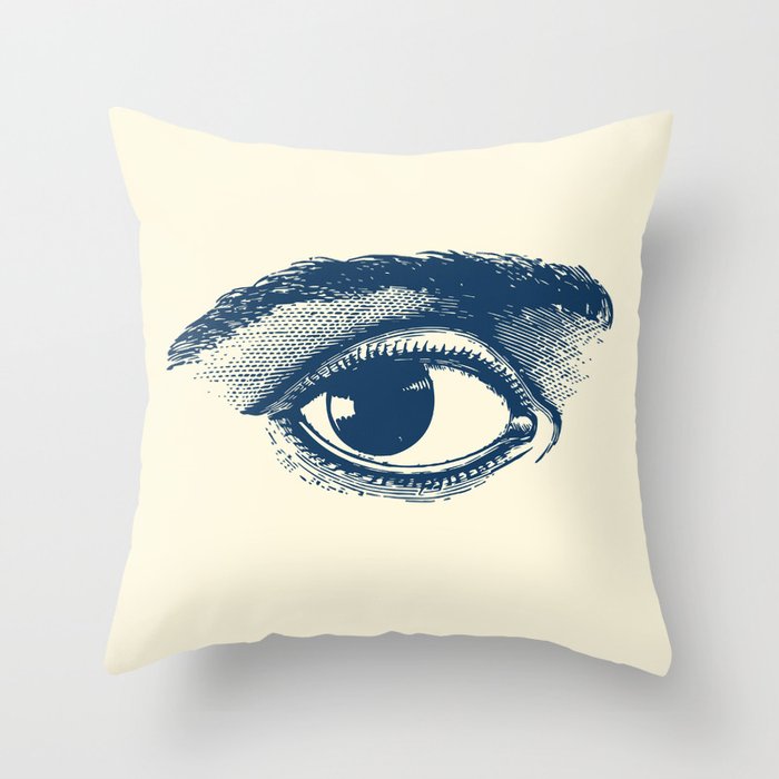 I see you. Navy Blue on Cream Throw Pillow