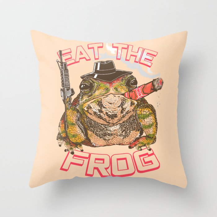 Eat The Frog Throw Pillow