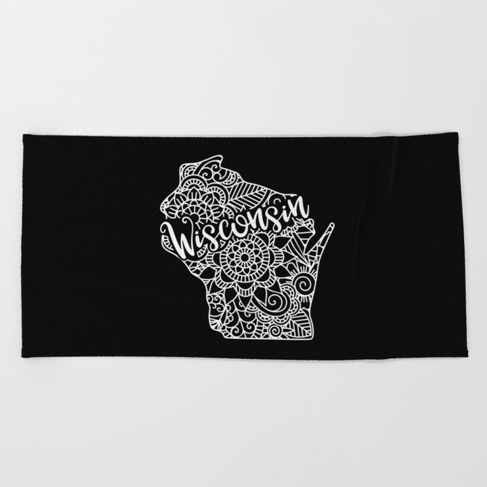 Wisconsin State Mandala USA America Pretty Floral Beach Towel