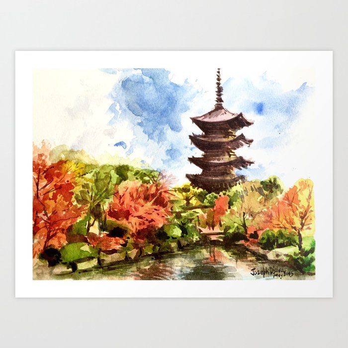 Kyoto Japanese Garden and Temple Art Print