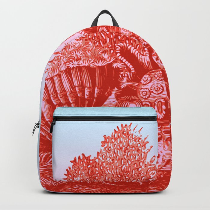 Colorful Coral Garden Underwater Ocean Scenery with Water Plants and Animals Backpack