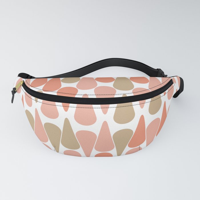 Ice Cream Abstract Pattern 3 in Coral Pink and Khaki on White Fanny Pack