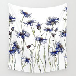 Blue Cornflowers, Illustration Wall Tapestry