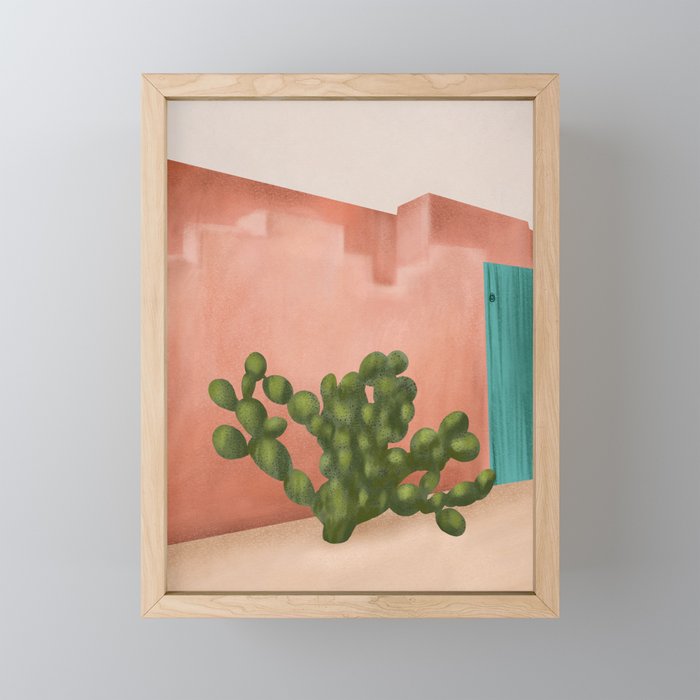 Strong Desert Cactus Framed Mini Art Print