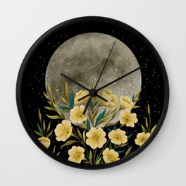 Moon Greeting- Yellow Evening Primrose Wall Clock