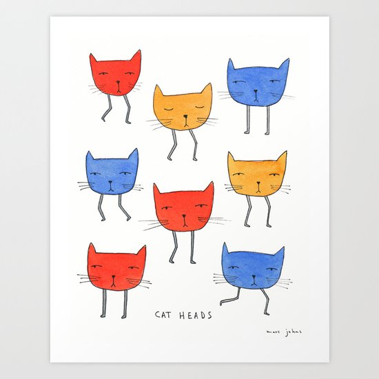 cat heads Art Print