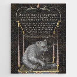 Vintage Calligraphic poster with a bear Jigsaw Puzzle