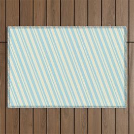 [ Thumbnail: Beige & Powder Blue Colored Lined/Striped Pattern Outdoor Rug ]