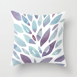 Watercolor floral petals - purple and blue Throw Pillow