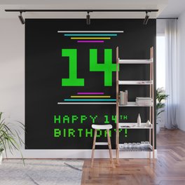 [ Thumbnail: 14th Birthday - Nerdy Geeky Pixelated 8-Bit Computing Graphics Inspired Look Wall Mural ]