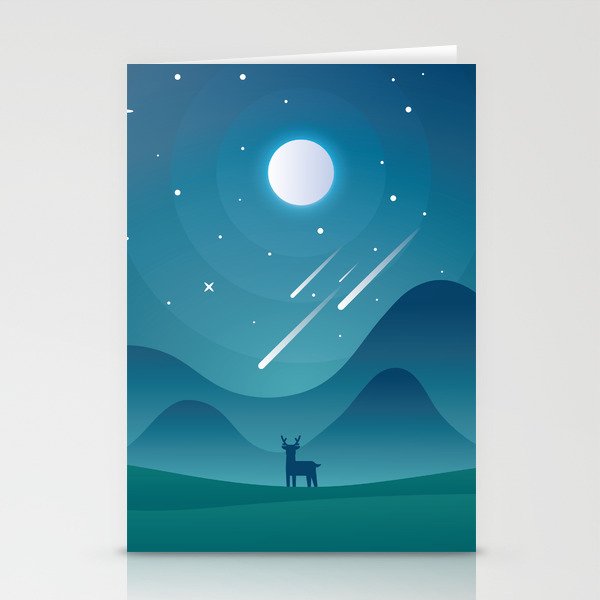 Deer Under the Moon Stationery Cards