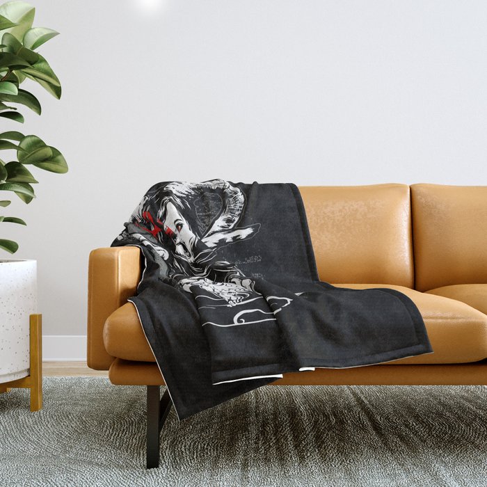 Devil Horror Skull Illustration Throw Blanket