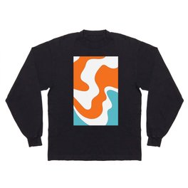 Liquid - Colorful Fluid Summer Vibes Beach Design Pattern in Orange and Turquoise Long Sleeve T-shirt