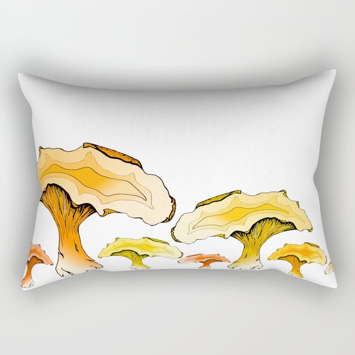 Chanterelle Mushroom, Hand drawn, Pen and Ink, Food, Nature Rectangular Pillow