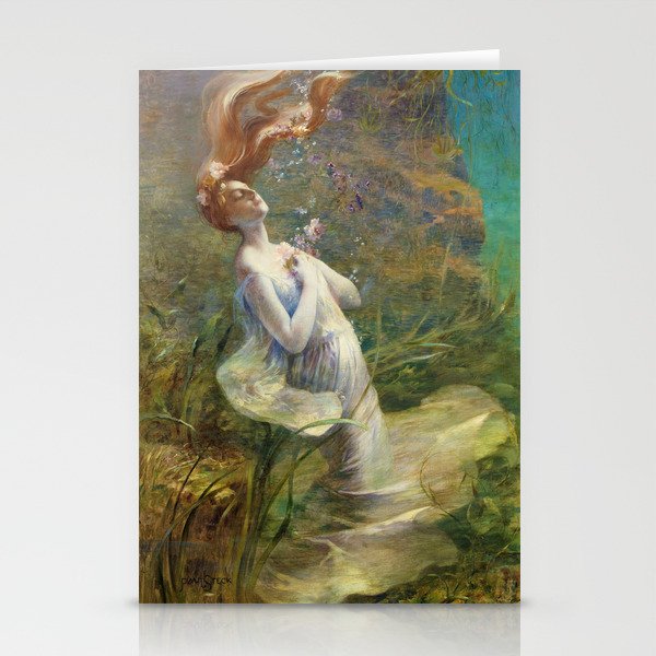 Ophelia madly in love (drowning) from William Shakespeare's Hamlet portrait woman under water painting Stationery Cards