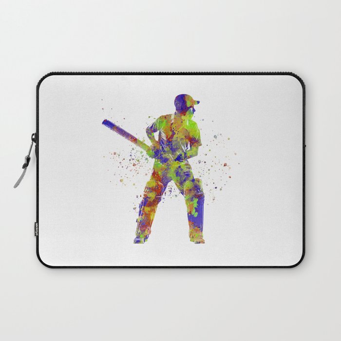 Cricket player in watercolor Laptop Sleeve