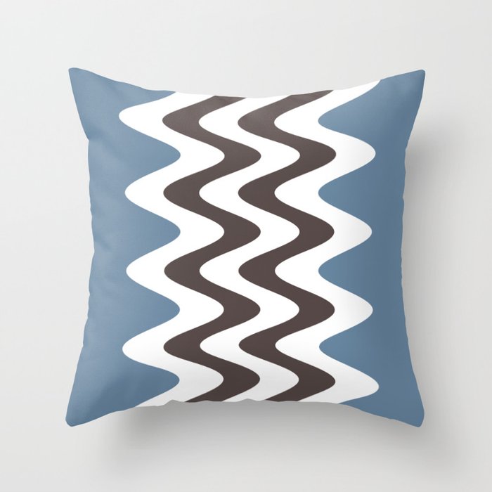 Blue and brown curvy pattern Throw Pillow