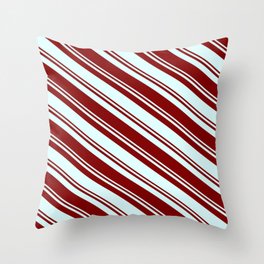 [ Thumbnail: Maroon & Light Cyan Colored Lines/Stripes Pattern Throw Pillow ]
