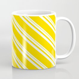 [ Thumbnail: Mint Cream & Yellow Colored Striped Pattern Coffee Mug ]
