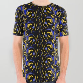 Abstract Angelfish Pattern All Over Graphic Tee