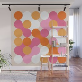 Liquid dot pattern 1 - yellow, orange, pink & white Wall Mural