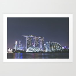 Singapore At Night Marina Bay Art Print