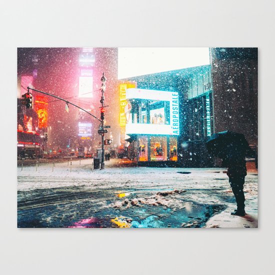 New York City Snow in Times Square Canvas Print
