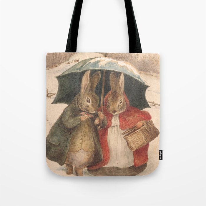 Bunnies in the rain - Beatrix Potter Tote Bag