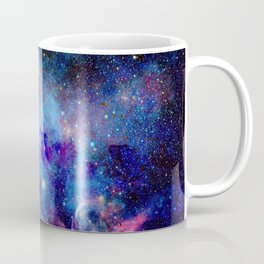 Blue Glitter Cosmic Stars Galaxy Coffee Mug