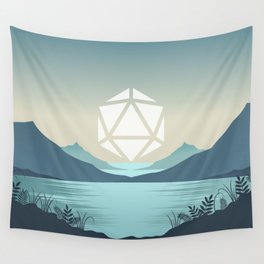 Sunrise Between Mountains Lake D20 Dice Sun Tabletop RPG Landscape Wall Tapestry