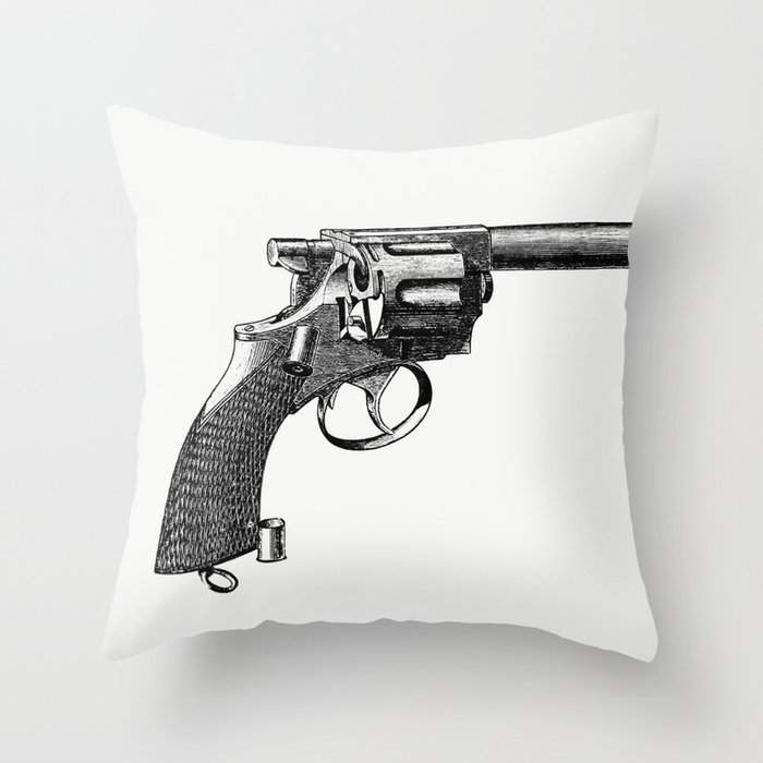 Vintage Victorian Style Pistol Engraving Throw Pillow