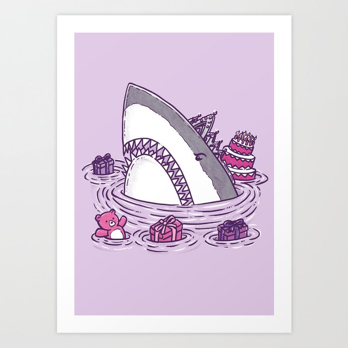 Birthday Princess Shark Art Print